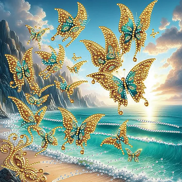 Flowers, Butterflies 30*30CM (Canvas) Special Shaped Drill Diamond Painting gbfke