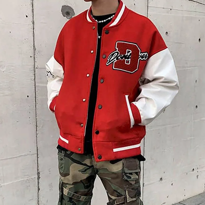 Oversized Baseball Jacket Women High Street Vibe Flocking Towel Embroidered 2021 Retro Loose Baseball Uniform National Couple