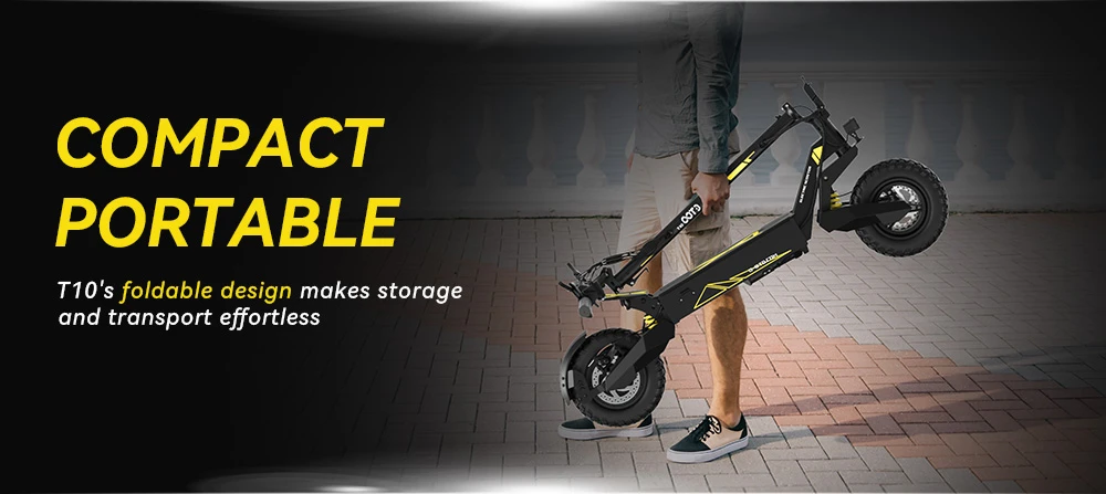 OOTD T10 Electric Scooter, 500W Motor, 48V 13AH Battery, 11 inch Vacuum Tires, 50km/h Max Speed, 45km Range, Front & Rear Disc Brakes, Front & Rear Spring Shock Absorber