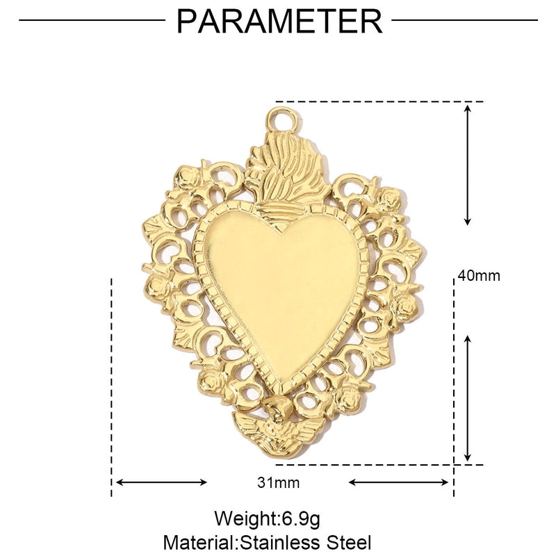 3 PCS/Package 25*44mm 35*40mm 37*40mm Titanium Steel Pearl Zircon Cross Sun Heart Shape Pendant Jewelry Accessories