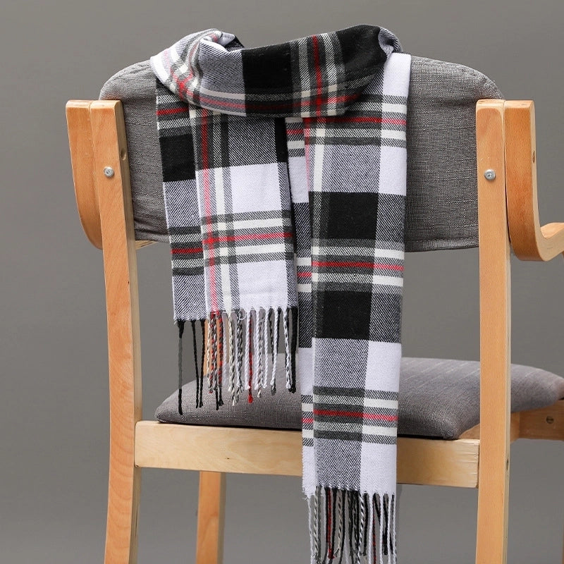 British Plaid Tassel Couple Parent-child Men’s Scarf Autumn And Winter Cashmere Plaid Scarf