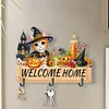 Wooden Special Shape Pumpkin Cat 3 Hooks No Punch Diamond Painting Hook Rail
