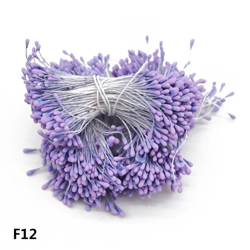 1 Bundle= 800Pcs Artificial Flower Double Heads Stamen Pearlized Craft Cards Cakes Decor Floral for Home Wedding Party Decor