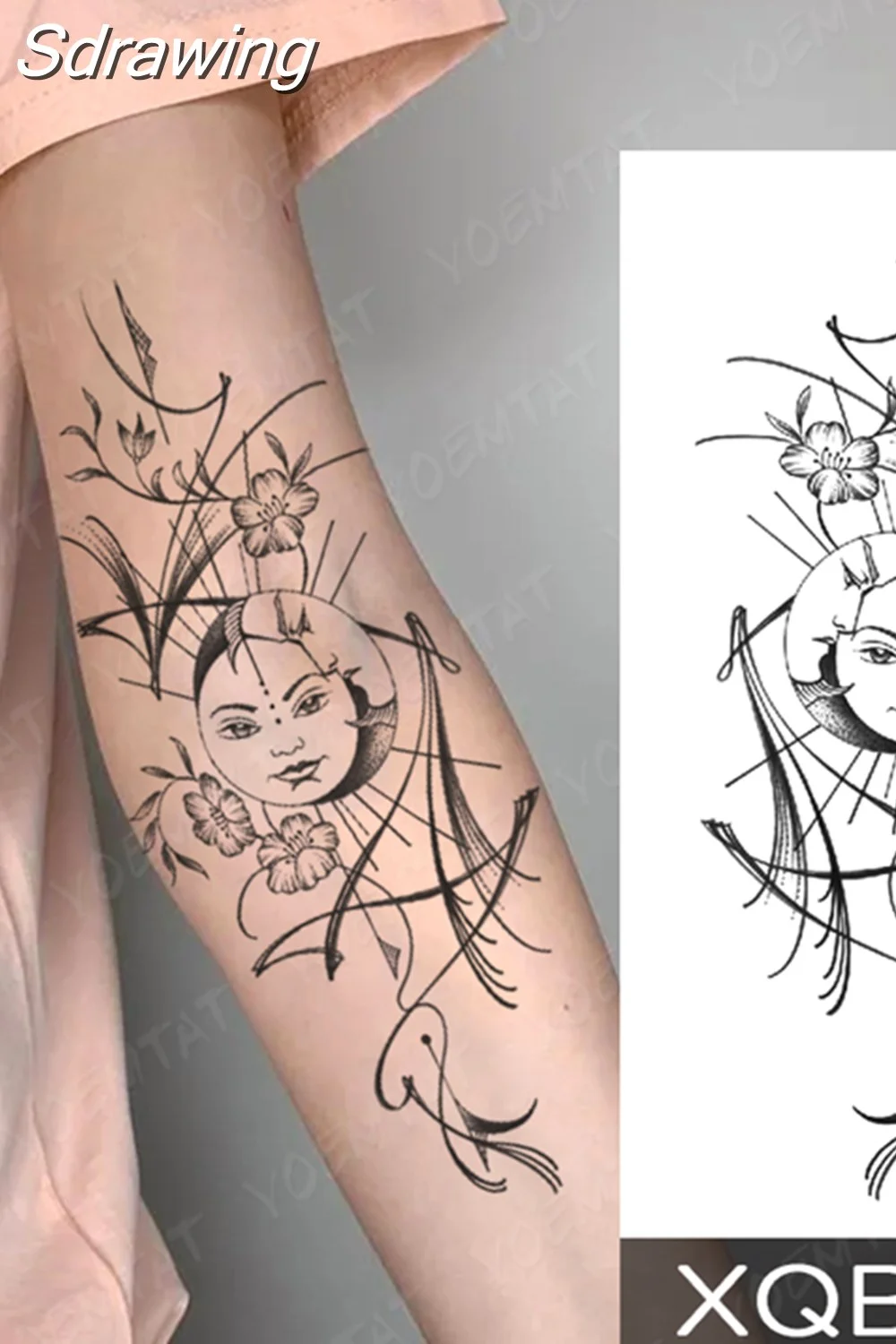 Sdrawing Temporary Tattoo Sticker Butterfly Flower Totem Flash Tatto Y2k Style Body Art Arm Leg Waist Fake Tatoo Men Women