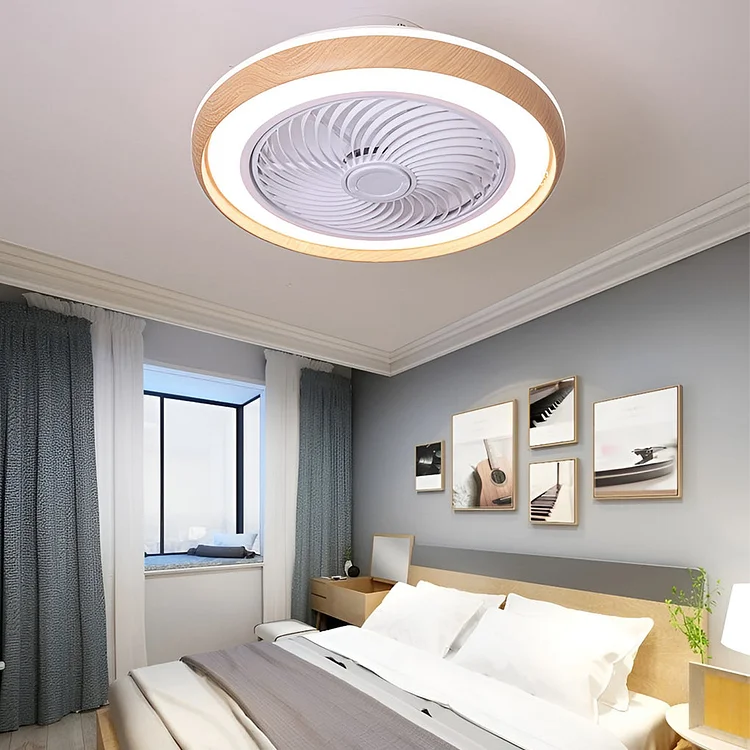 Round Ultra-thin Mute LED Nordic Bladeless Ceiling Fans with Remote Control - Appledas