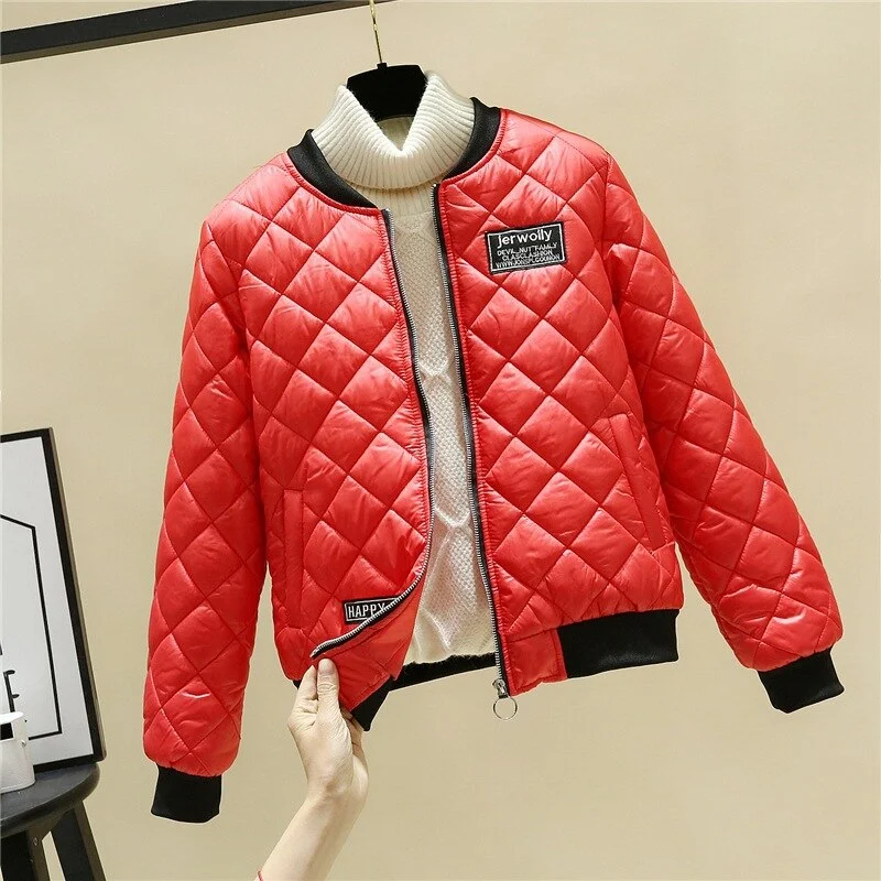 2020 New Autumn Jacket Women Winter Korean Parkas Lady Short Bomber Jackets Female Casual Outerwear Beige Green Black Red Coats