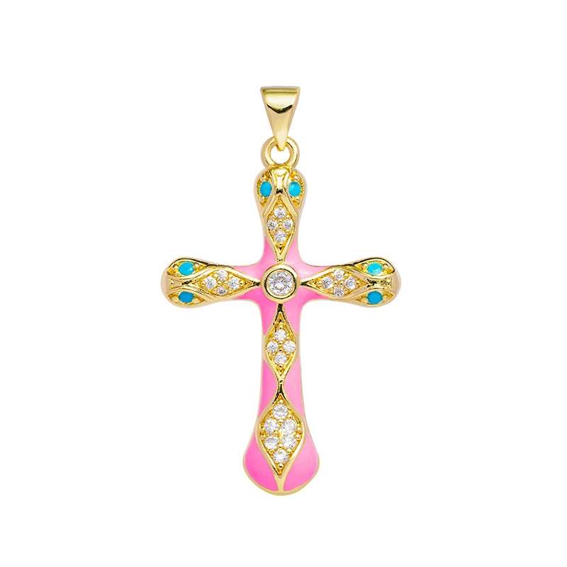1 Piece Copper Rhinestones Cross Pendant