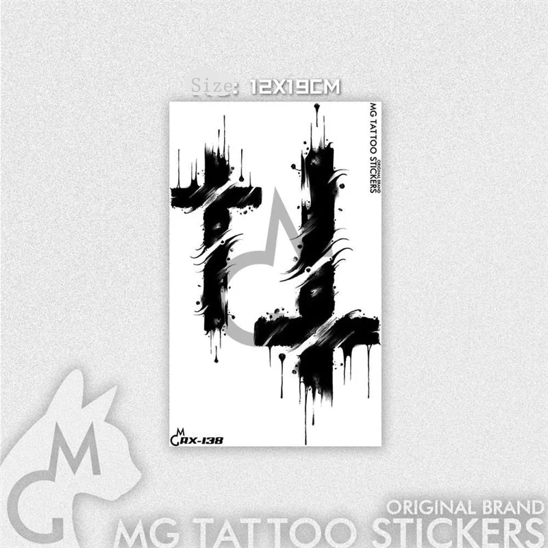 Dark Cross Temporary Tattoo Stickers Men and Women Splash Ink Cool Waterproof Gothic Rock Fake Tattoos Arm Art Tattoo Stickers