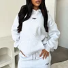 Fashionable Sporty Embroidered Logo Hooded Two-piece Set by Inlyline