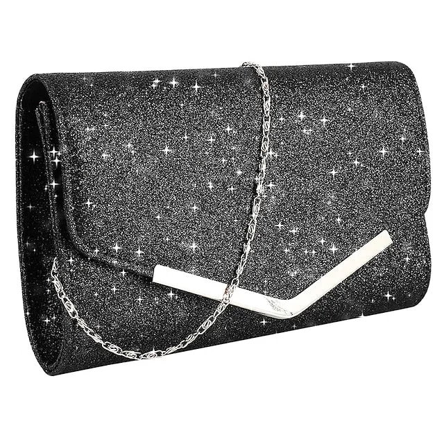 Women's Evening Bag PU Leather Glitter Solid Color Shine Party Clutch Bag