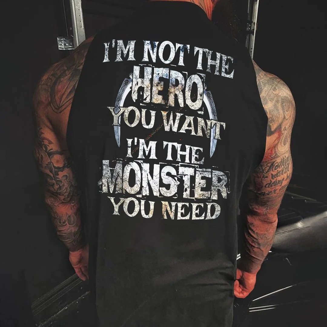 I'M NOT THE HERO print men's versatile printed vest