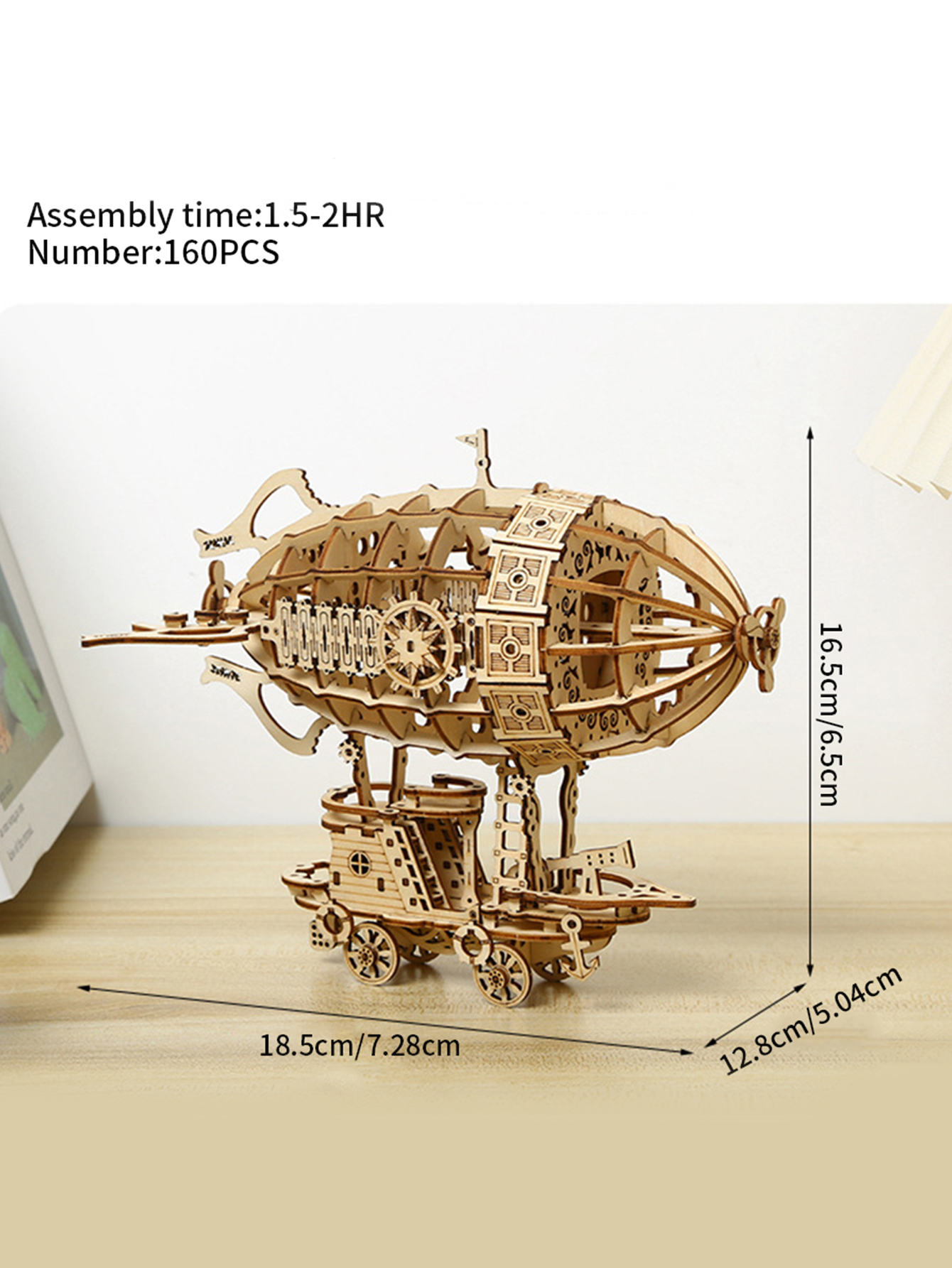 Tegooe 3D Wooden Puzzle Airship Model Kit - Mechanical Brain Teaser
