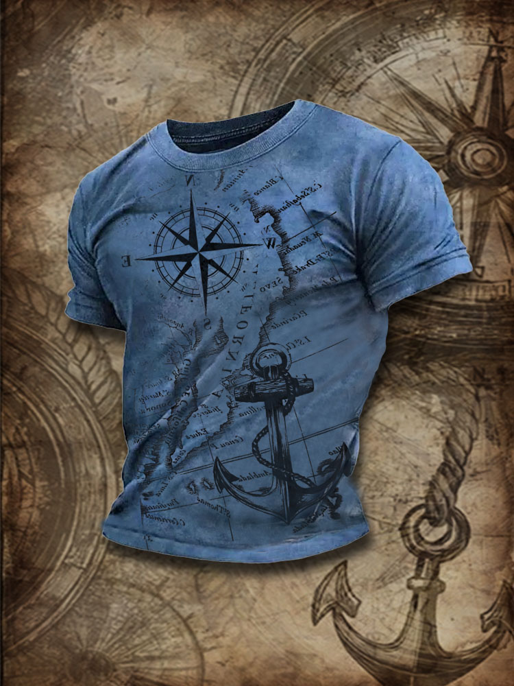 Men's Compass and Anchor Casual T-Shirt / Rvogue / Rvogue