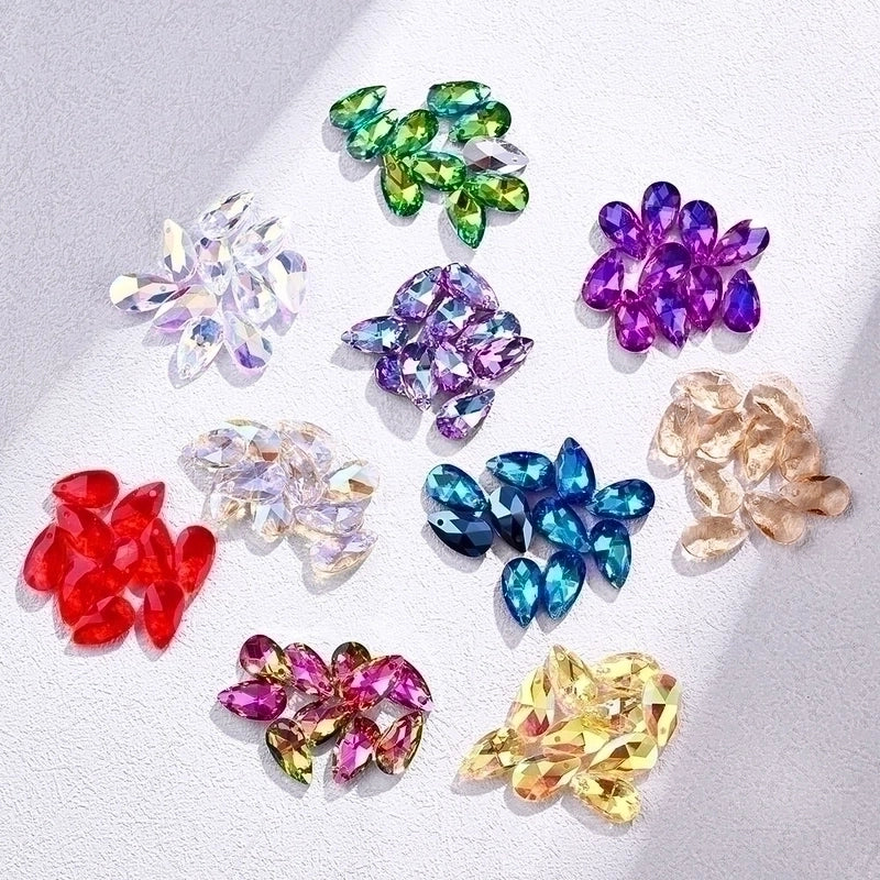 10 PCS/Package 9*16mm Hole 1~1.9mm Glass Electroplate Glass Beads Transparent Glass Beads Water Droplets Transparent Pendant