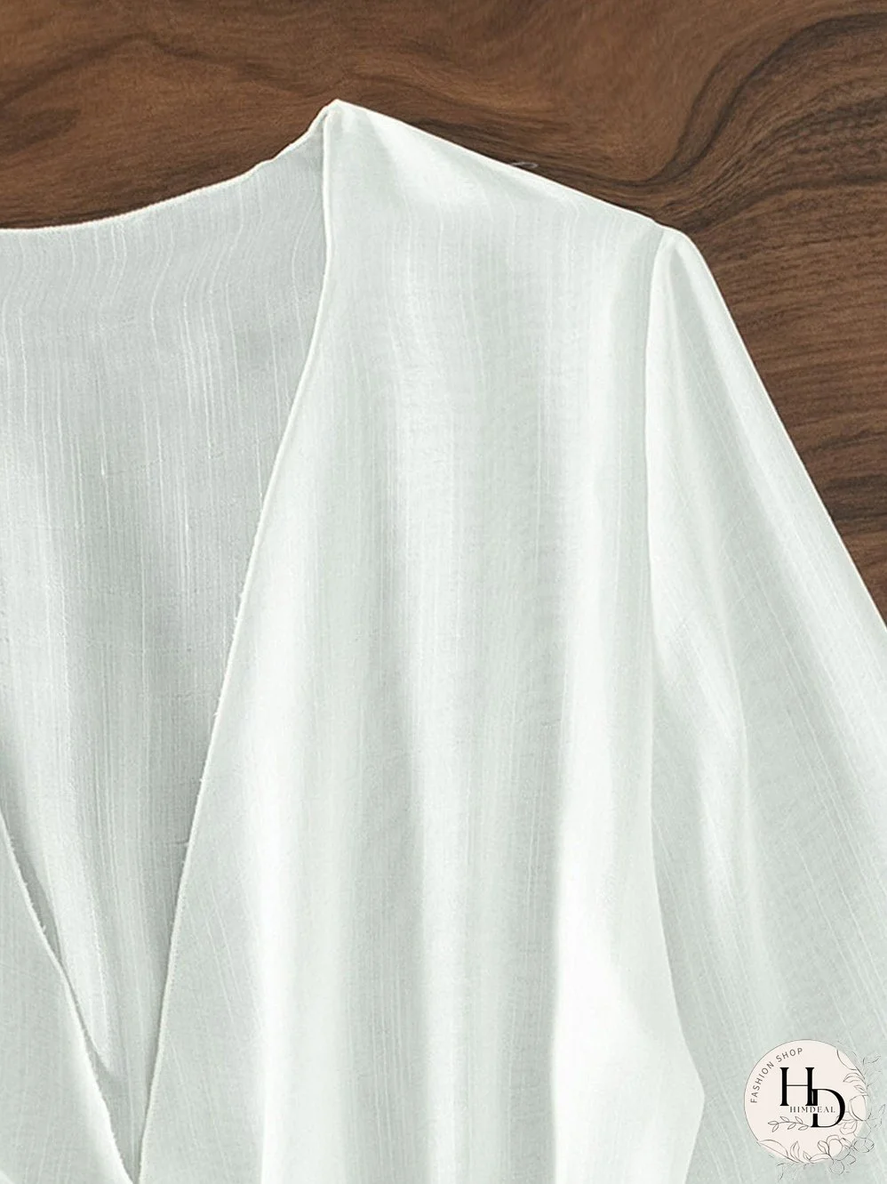 White V-Neck Smocked Waist Long Sleeve Beach Romper