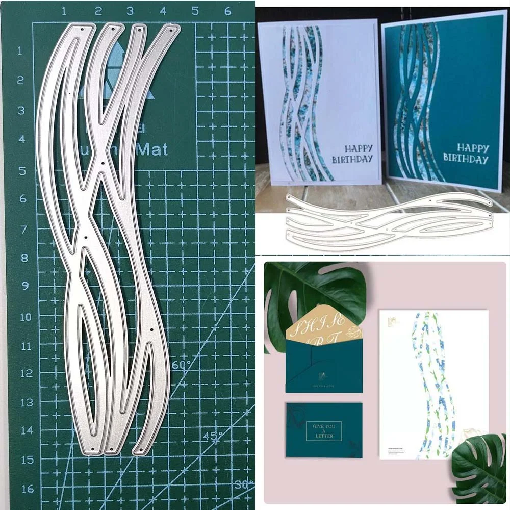 Nigikala Cutting Dies Scrapbooking Wavy Line Border Embossing Stencil Handcraft Embossing Die Stencil Album