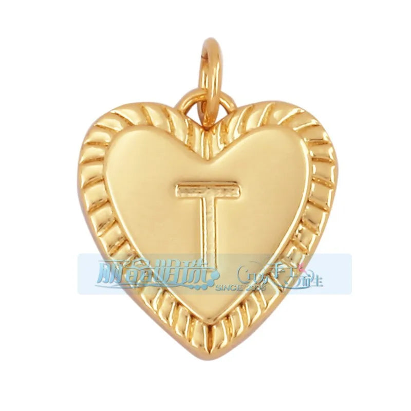 1 Piece 15 * 19mm Hole 5~5.9mm Copper Zircon Letter Heart Shape Pendant Jewelry Accessories