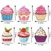 6Pcs Acrylique Coloré Cupcakes-Bricolage Autocollant Aimant