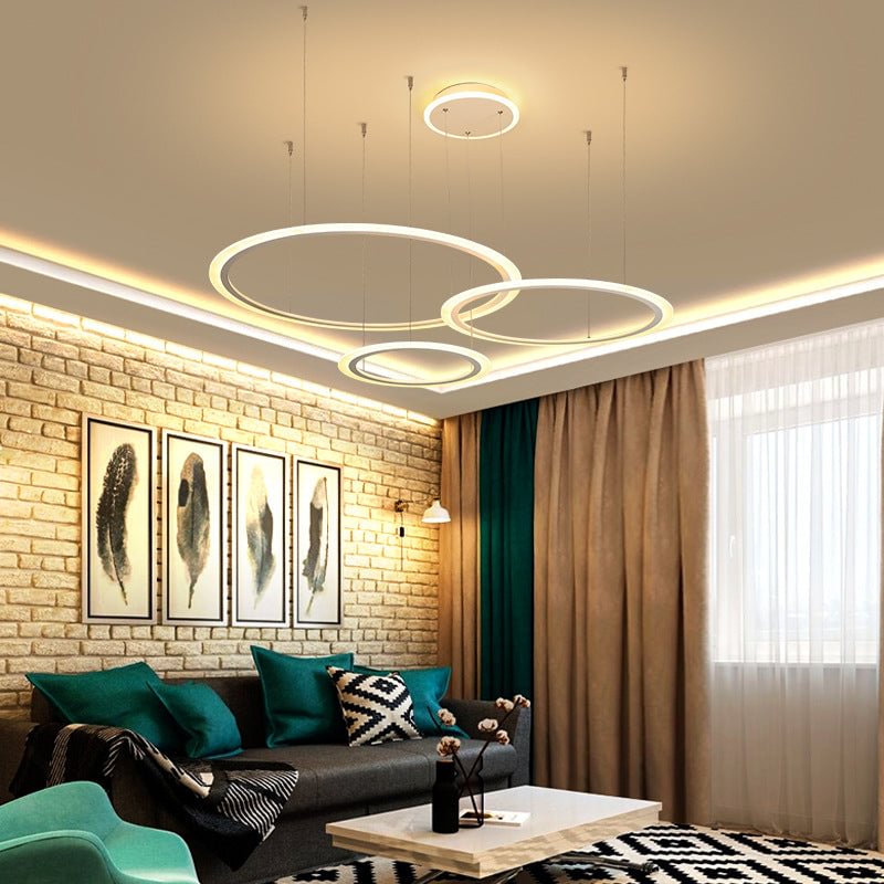White Cricle Modern Led Pendant Light For Kitchen Dining Room Living Room Luminaires Acrylic Hanging Ceiling Mount Pendant Lamp