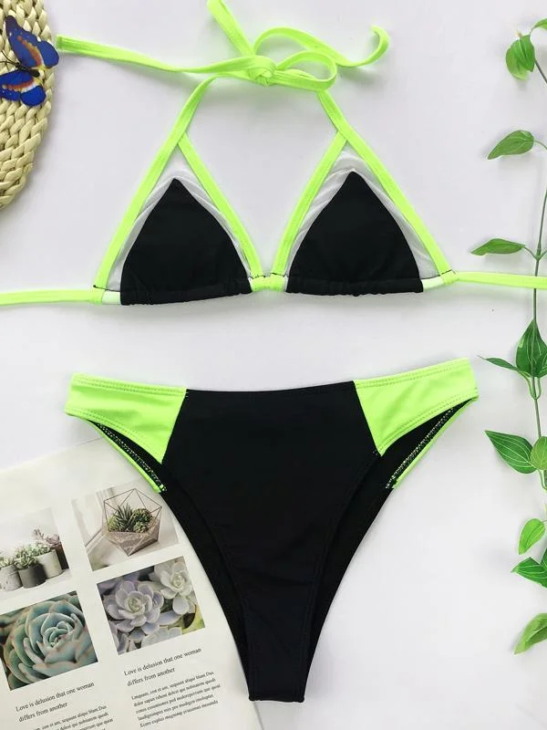 Split-Joint Triangle Split Bikini Swimsuit