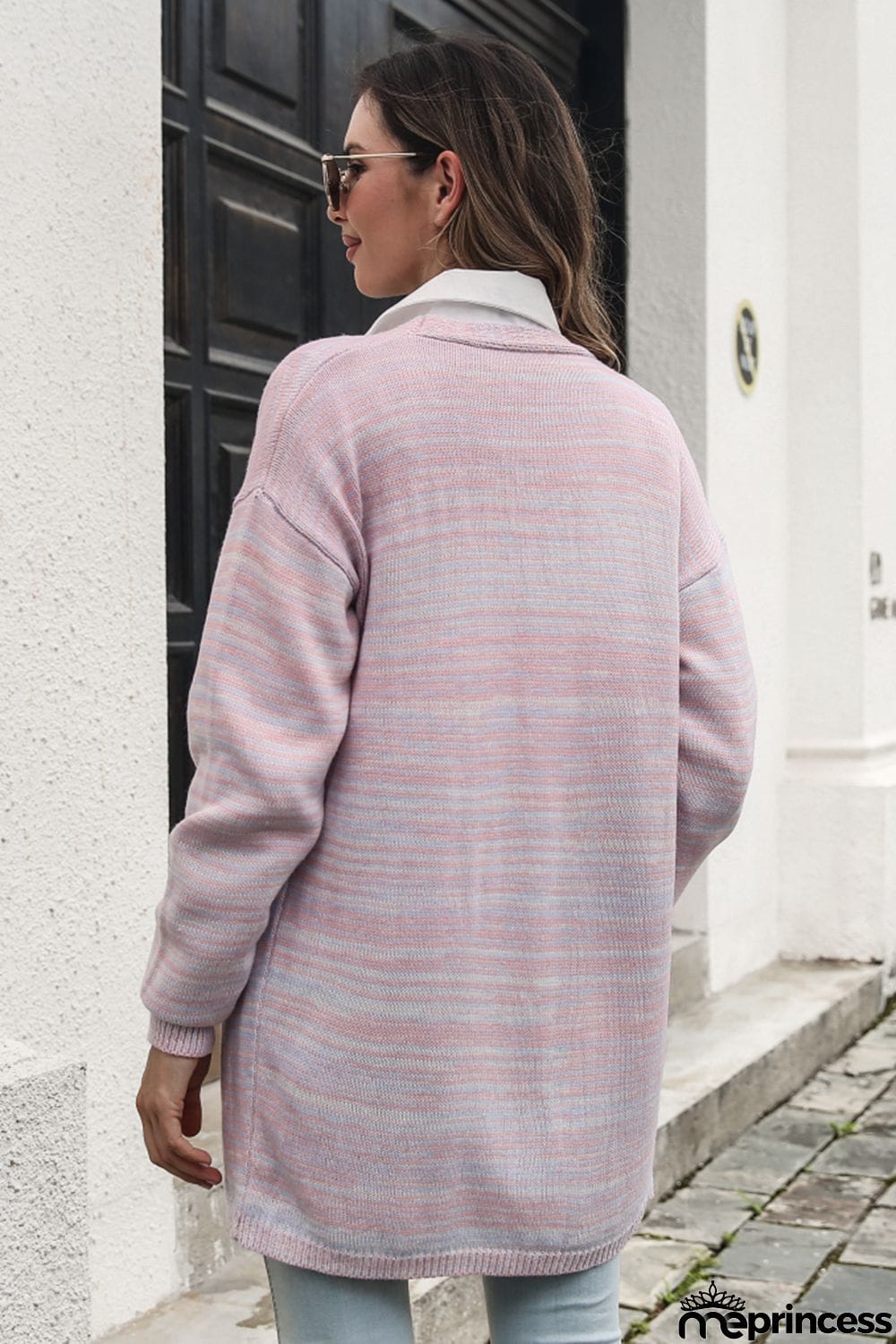Striped Open Front Longline Cardigan