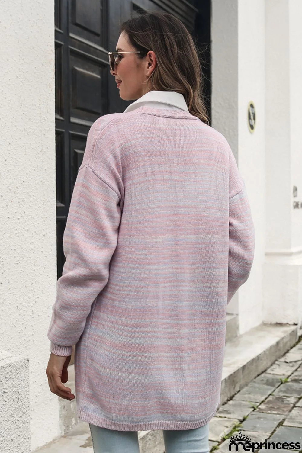 Striped Open Front Longline Cardigan
