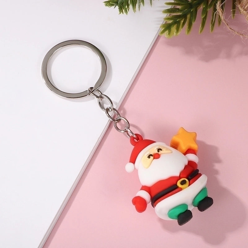 Cute Christmas Tree Santa Claus Elk PVC Metal Christmas Women’s Bag Pendant Keychain