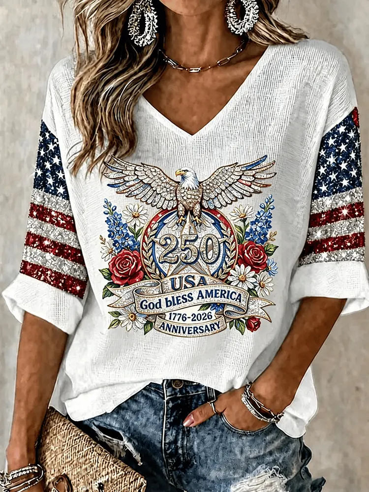 Women's America 1776-2026 Print Casual Top 