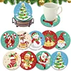 9Pcs Diamond Painting Wooden Christmas Cartoon Coasters with Holder Gift for Mom