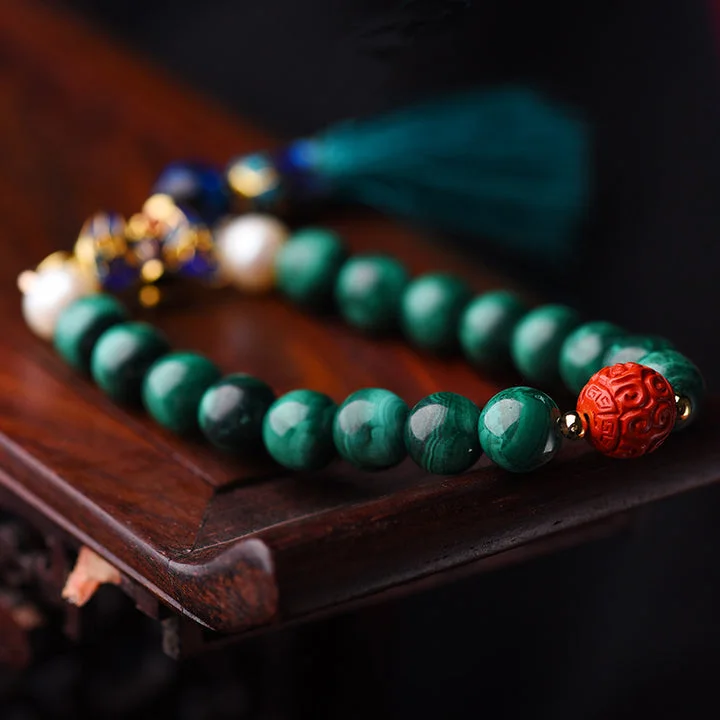 Calmness Tassel Malachite Cinnabar Bracelet