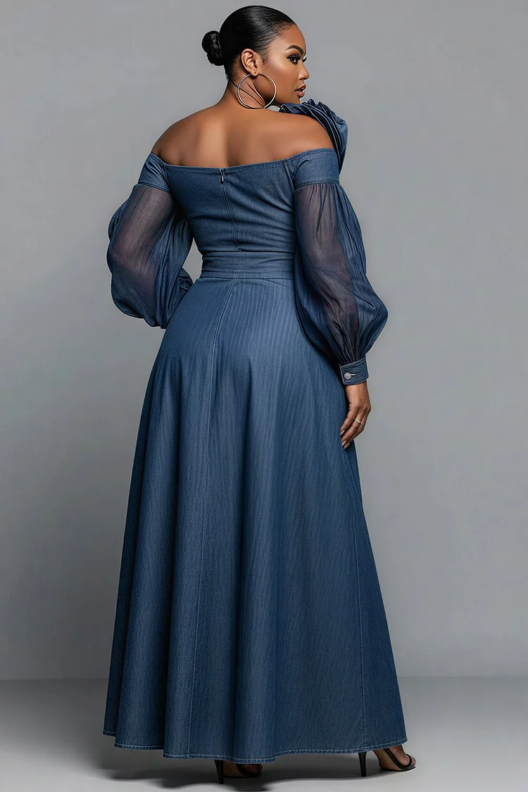 denim wedding dresses plus size blue jean dresses plus size Final Sale Plus Size Color Block Strapless  Button Up Dress with Front Slit in Light Denim and Dark Denim -parroquiadesanalbertomagno.com
