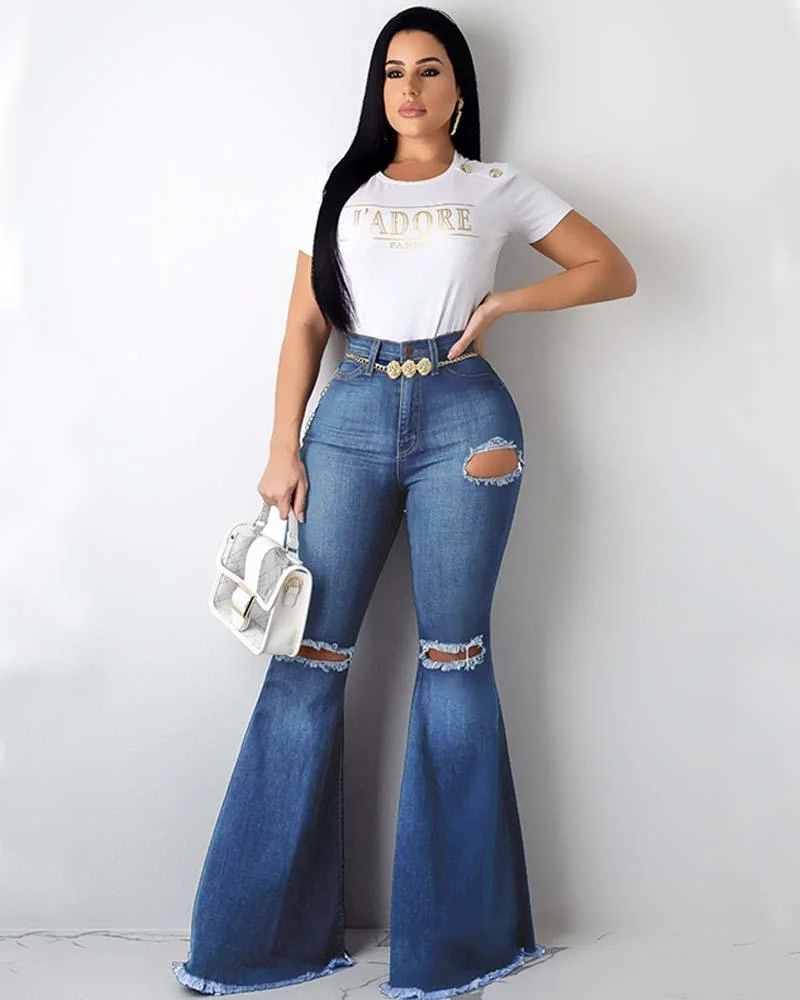 RIPPED FLARE JEANS