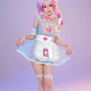 pornhint Pornhint Sweet Alice Sexy Lingerie Maid Dress Claw Crane Pattern Ruffle Translucent Kawaii Dress with Bow Stockings and Apron, Sex Game Costume Dress