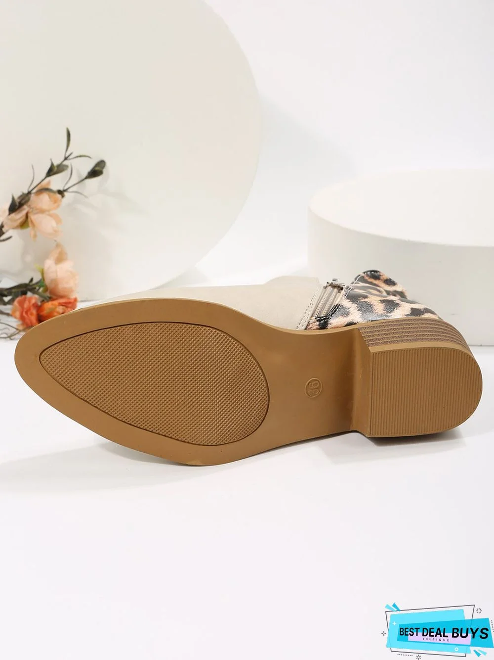 Leopard Khaki Casual Ankle Boots