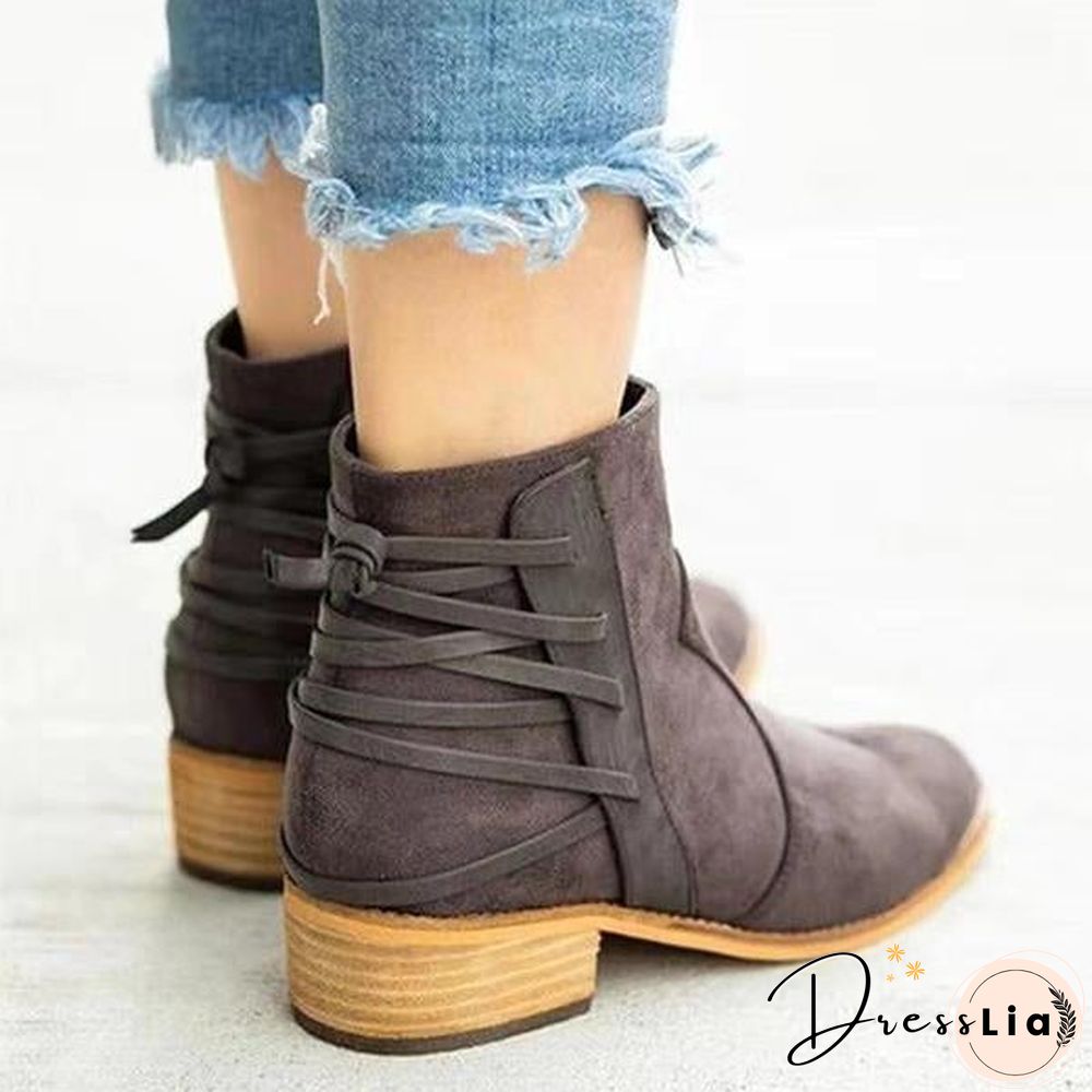 Fashion Lace-Up Embellishment Booties