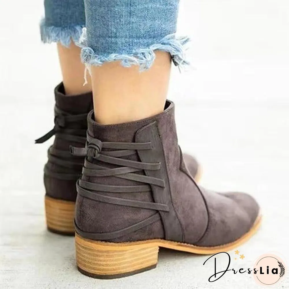 Fashion Lace-Up Embellishment Booties
