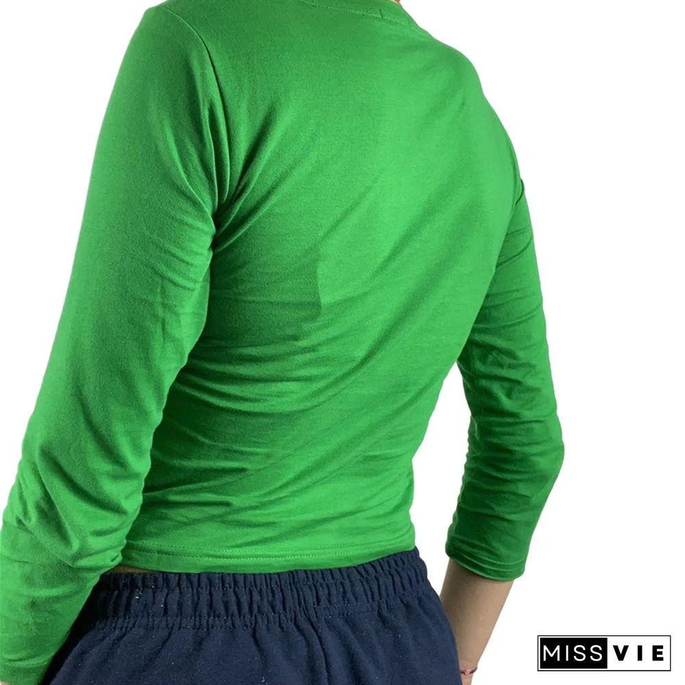 Women Long Sleeve T-shirt With Funny Print Clothes Female Head Skinny Fit Casual Style Clothing Ladies Shirt Tops