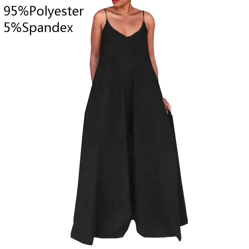 Overalls For Women Casual Sleeveless Jumpsuits 2022 VONDA Female Office Wide Leg Pants Long Trousers Palazzo Pants Dungaree