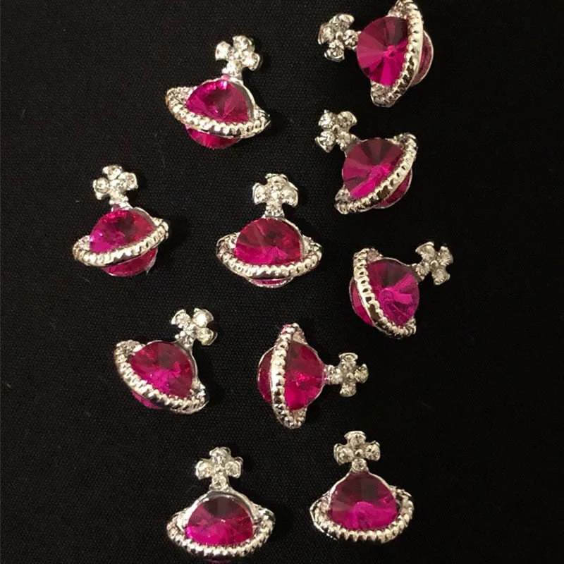 12pcs Nail Art Charm 3D Alloy Gold Constellation Letters Shape Crystal Rhinestone Press On Tips Decoration-Nail Inspo