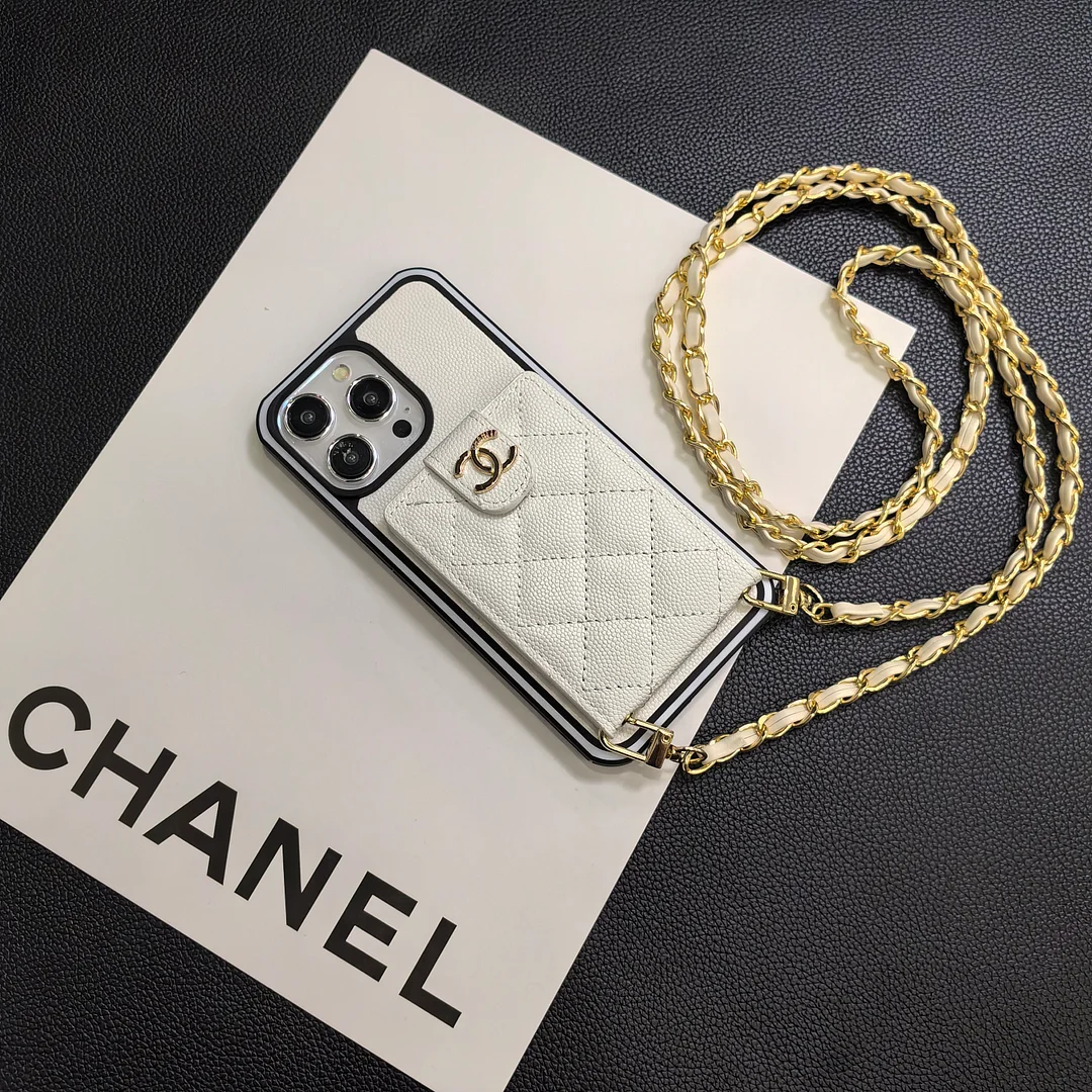 CHANEL Luxurious Lambskin Chanel Button Card Holder iPhone Case Crossbody ProCaseMall