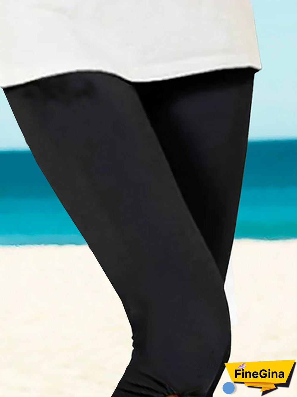 Solid Cotton Blends Vacation Leggings