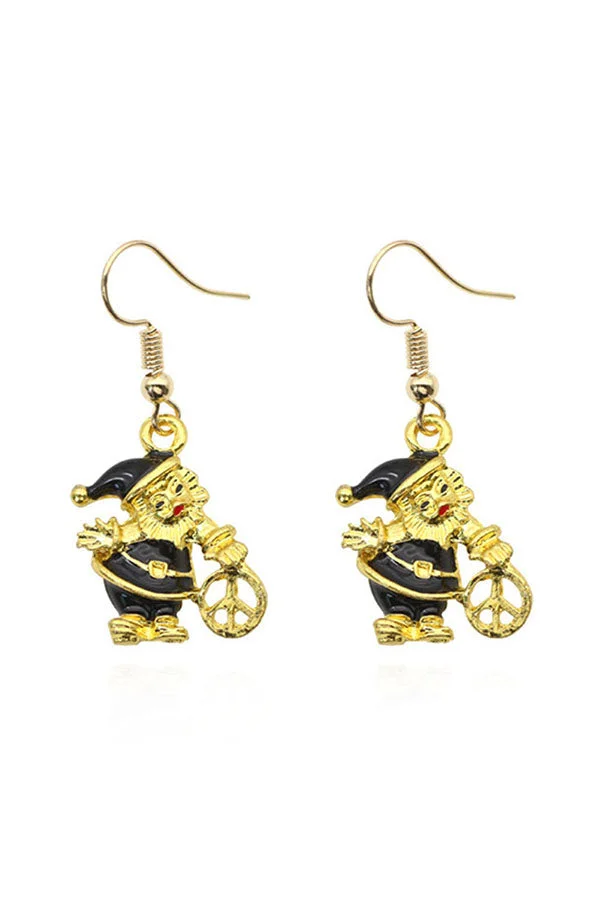 Fashion Lovely Christmas Santa Claus Pendant Dangle Earrings Yellow-elleschic