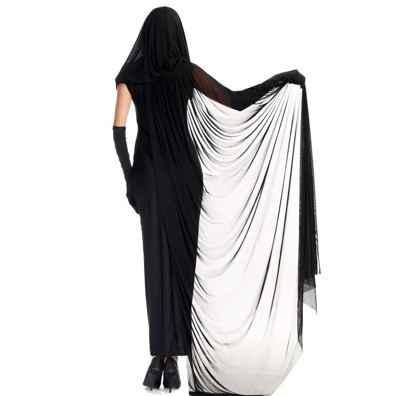 [Wetrose] In Stock Black Silk Witch Cosplay Costume Black Silk Witch Wizard Bride Vampire For Woman Halloween Full Set