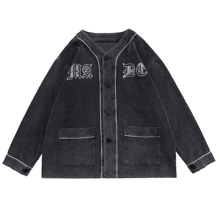 The Supermade Embroidered Corduroy Baseball Shirt Jacket -1212