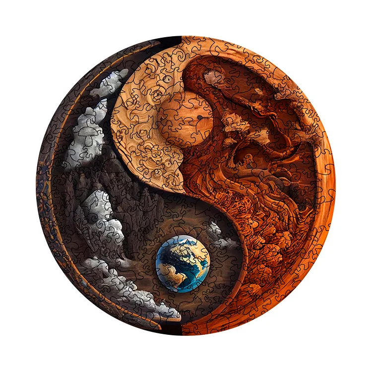 Ericpuzzle™ Ericpuzzle™Mars and Eart YinYang Wooden Jigsaw Puzzle