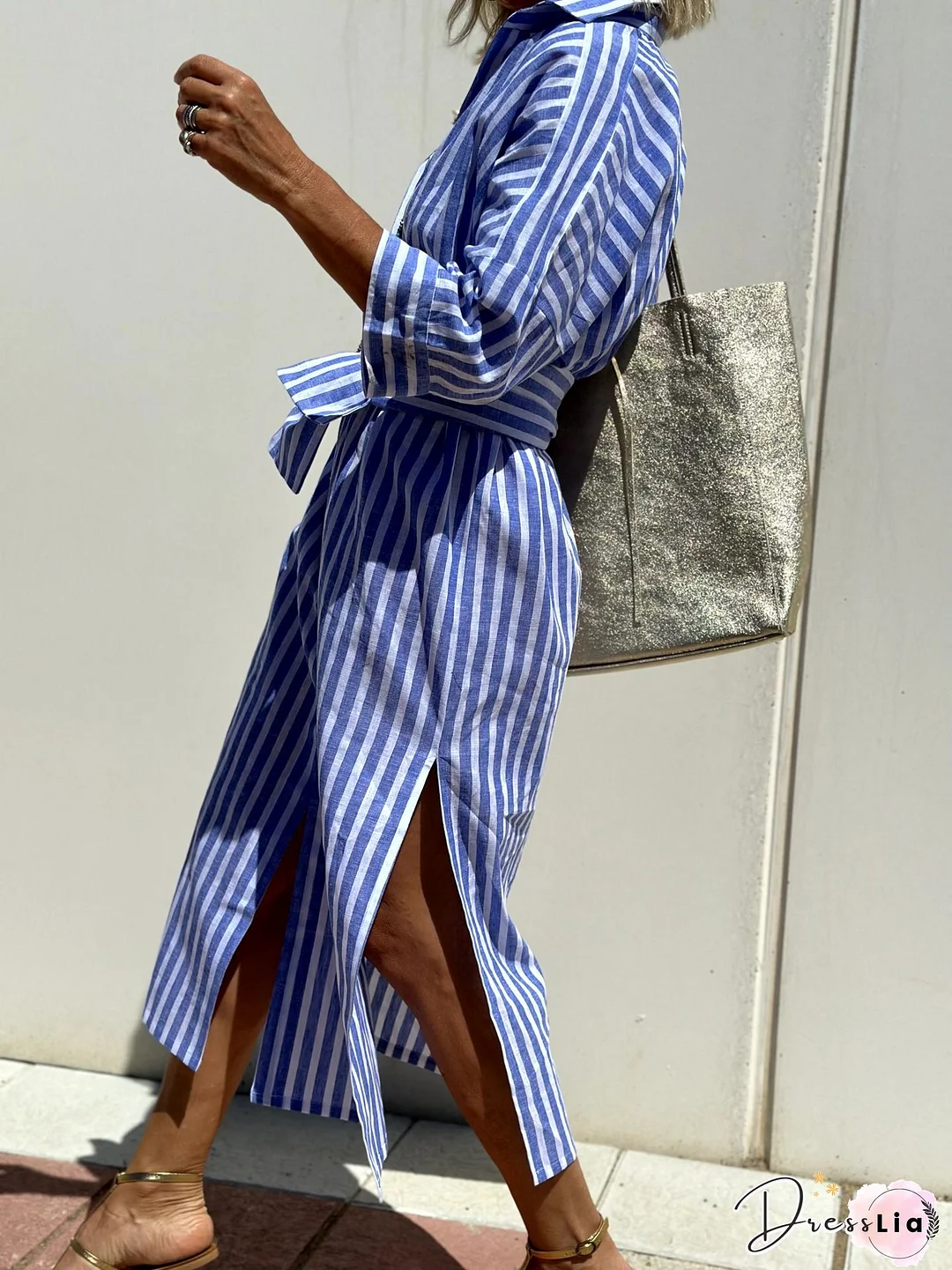 Shirt Dress Women Long Sleeve Party Dresses Casual Lapel Button Vintage Belted Pockets Sundress Plaid Printed Robes