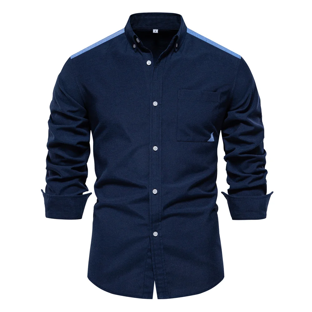 Men's Spring Shirt Casual Solid Long Sleeved Top