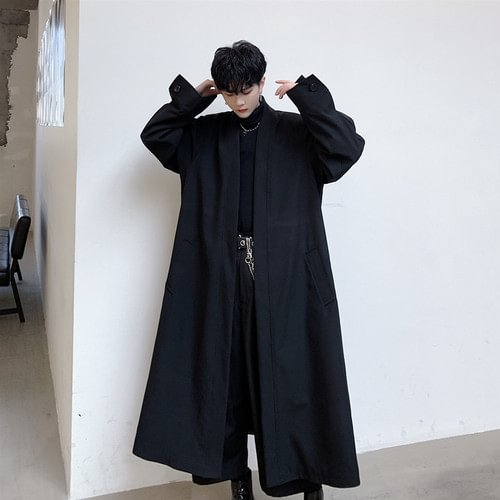 Dawfashion-Vintage British Barrott Long Trench Coat-Yamamoto Diablo Clothing