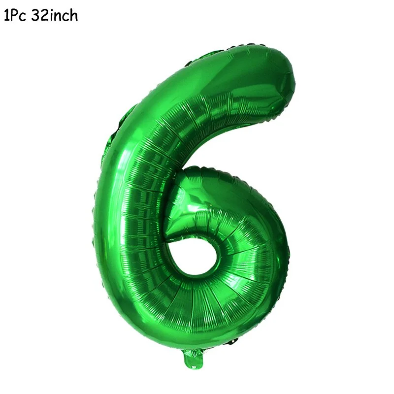 11Pcs Green Foil Number Balloons Dinosaur Latex Balloon Kids Jungle Theme Birthday Safari Forest Party Decorations Baby Shower