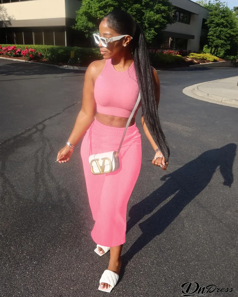 Solid Sleeveless Two Piece Pants Sets